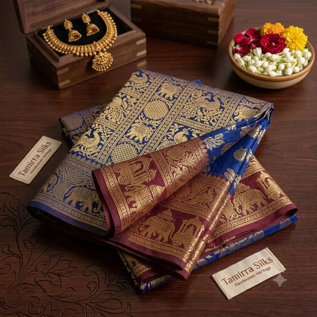 Regal Zari Brocade Silk Cotton Saree – Tamirra Silks